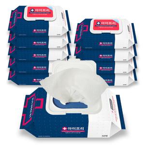 아이프리 손소독티슈 50매 10팩 소독용에탄올 살균 손소독제 알콜 소독 물티슈