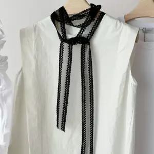 슬림 포니테일 레이스 쉬폰 타이 롱 끈 스카프 레이어드 머플러 리본 헤어끈 머리끈