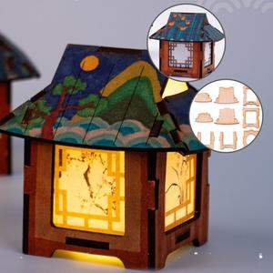 전통 무드램프 만들기 기와집 전통가옥 무드등 기와지붕 나무조각 조립놀이 전구등