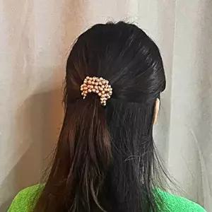 고무줄 진주 머리끈 샴페인펄 묶음머리 곱창 밴드-WF50784