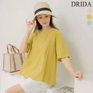 [하프클럽/] 여자 여름 자수 린넨 반팔 티셔츠 40-50대 미시 중년여성 엄마옷