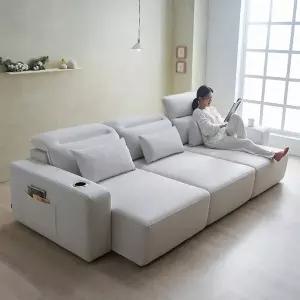 루체 모션소파 리클라이너 4인용 전동슬라이딩 확장형 패브릭소파