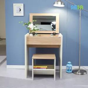 (E)데코라인 라떼 1인용 화장대세트 스툴포함