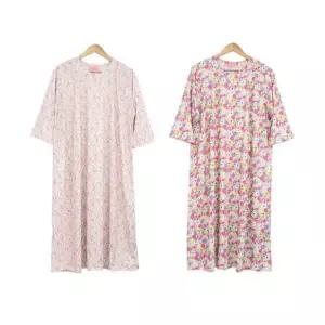 /신상오픈런 여성용 꽃 패턴 여름 반팔 롱 원피스 7부 스판