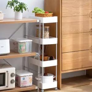 론도 모던 이동식 4단 트롤리 선반 주방 카트 사이드 테이블