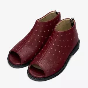 [보리보리/아이들]2023 키즈 & 맘 소가죽 토오픈 펀칭 부티 샌들 - 버건디