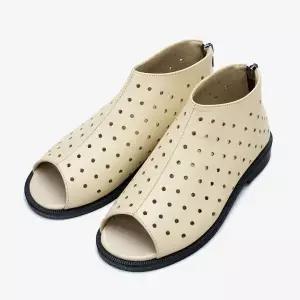 [보리보리/아이들]2023 키즈 & 맘 소가죽 토오픈 펀칭 부티 샌들 - 아이보리