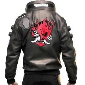 대담한 스레드즈 블랙 사이버 코스프레 사무라이 게이밍 펑크 모터사이클 폭격기 리얼 가죽 재킷