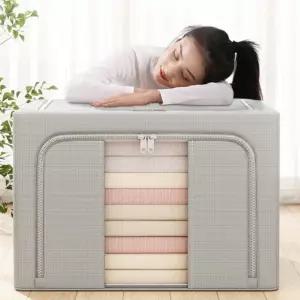 와이드 이불보관 대형 정리 보관함 옷장 패딩정리함 수납 보관팩 리빙박스 66L