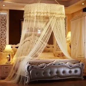 고품질 하늘하늘 침대 캐노피 모기장 베이지 레이스 (WFBC0B7)