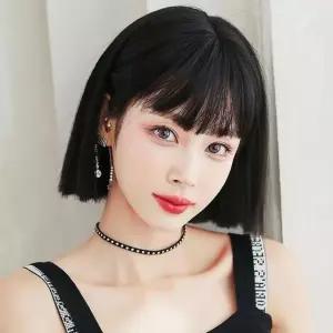 고품질 헤어 시크칼 단발 통가발 내추럴 블랙 여성가발 (WFCF0E5)