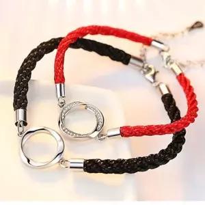 [하프클럽/]여자 남자 실 매듭 광택 로프 커플팔찌 실버 925 팔찌