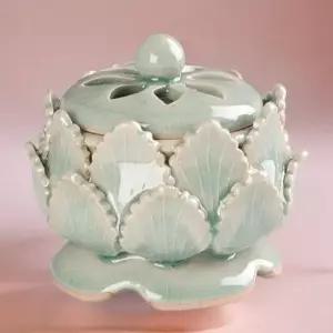 청자 연꽃 향로 향꽂이 M 향꽂이 향홀더 미니향로 향로 장식품 도자기소품 미니어처소품