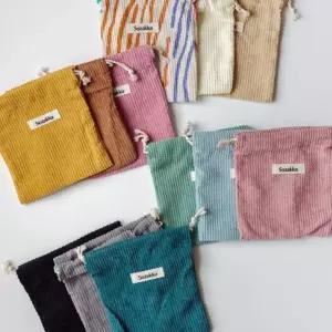 코듀로이 파우치 12종 생리대 화장품 케이블 여행용 이너백 겨울 복주머니