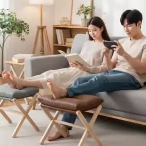 코지 풋스툴 사무실 거실 스툴 책상 발쿠션 풋레스트 원목 의자 발판 접이식 수험생 발받침대