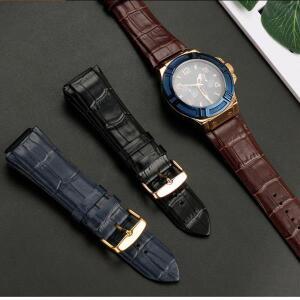 GUESS 남성용 진짜 가죽 시계 스트랩, W0040G3, 시리즈, 파란색 밴드, 22mm 손목 시계줄