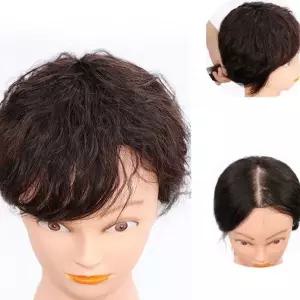 인모 부분 가발 웨이브 정수리 3핀 여성 부분 가발 12cm