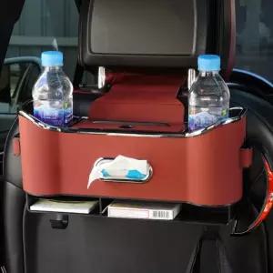 차량용 멀티 시트 뒷좌석 수납함 컵홀더 테슈케이스 후크 C115 레드