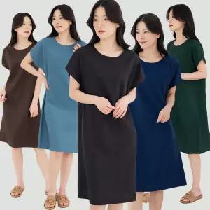 이브바바 인견혼방 와플 지지미 반팔 원피스 여름 엄마 중년여성 옷