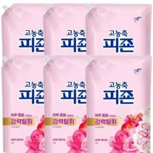 피죤 고농축 강력탈취 섬유유연제 로맨틱플라워 리필 1.6L 6개