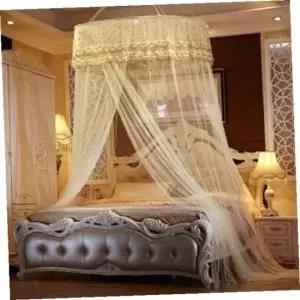 모기장 하늘하늘 침대 캐노피모기장(베이지) 레이스모기장