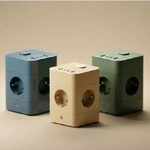 에코너 타워형 큐브 멀티탭 8구 4000W 고용량 고속충전 4구 + USB-A 2개 + C타입 2개 예쁜 슬림 디자인 콘센트 컴퓨터 책상 전기선 정리 MT08 혼카