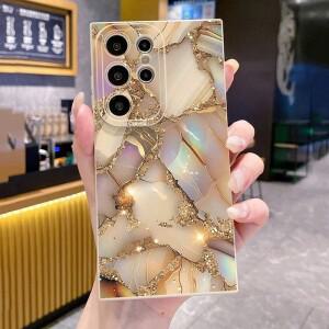 삼성 갤럭시 A16 S25 울트라 플러스 FE 전화 케이스 골드 등급 대리석 패턴