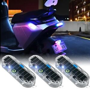 오토바이 태양광 LED 경고등, 후방 스트로브 라이트, 야간 라이딩 깜박이 후미등, 자동차 전기 자전거용