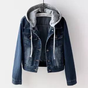 여성 청자켓 후드자켓 점퍼 탈부착 데님 봄 가을 숏