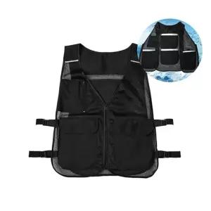 (사이즈 TW메쉬얼음조끼(블랙))시원한 작업용 얼음조끼 4포켓 쿨조끼 메쉬조끼 선풍기조끼