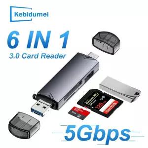 CF카드리더기 6 in 1 카드 리더기 USB30- C SD TF 고속 전송 플래시 드 노트북 2TB OTG 어댑터