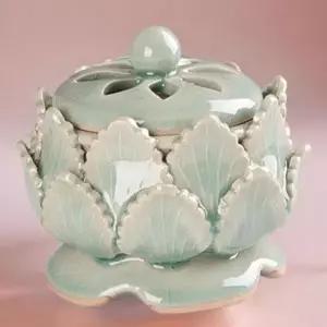 청자 세라믹 연꽃 향로 디자인 도자기 전통 인테리어