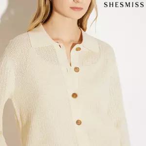 [쉬즈미스(SHESMISS)] 여유로운 크로셰 카라 니트 가디건 (택가격 178000원)