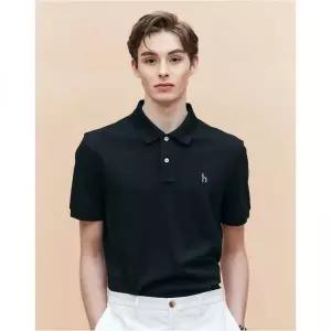 헤지스 남성 25SS HZTS5B403BK 링클프리 블랙 반팔 피케 티셔츠 448460