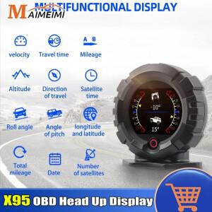 X95 GPS 헤드 업 디스플레이 HUD 용 자동차 obd 수평 경사 측정기 속도계 나침반 기울기 각도