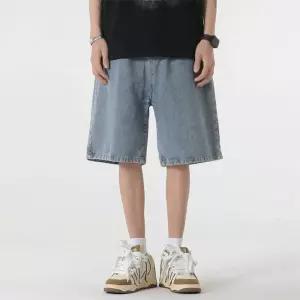 여름 남자 5부 데님 반바지 와이드 여자 밴딩 청바지 팬츠 남성 버뮤다