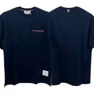 톰브라운 포켓 밀라노코튼 라운드 오버핏 반팔 티셔츠 네이비 MJS183A 07323 415 123479203
