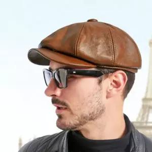 팔각 숏챙 남성 가죽 가을 중년 캐주얼 헌팅캡 화가 모자