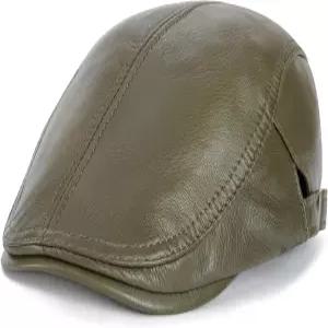 보붐 남녀공용 천연 가죽 비 캡 조절 가능 뉴스보이 모자 빈티지 헌팅캡