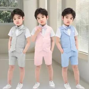 팜므 [바로배송] 남아 정장 여름 여름 체크 조끼 바지 보타이 3종 정장세트설날