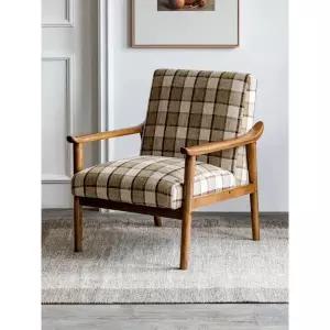 체어 투썸 인테리어 편안한 카페 넓은 원목 의자 체크 패브릭 1인용