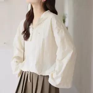 크롭 바람막이 루즈핏 아노락 간절기 바람막이 점퍼 스트링 캐주얼 아우터 자켓 여름