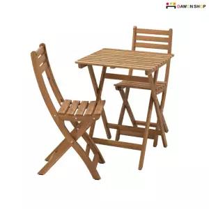 ASKHOLMEN 2인용 야외 원목 테이블과 의자 세트