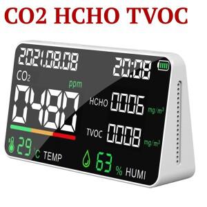 휴대용 CO2 감지기 공기 품질 모니터 CO2 HCHO TVOC 테스터 USB 충전식 실내 온도 습도 측정기 가스 분석기