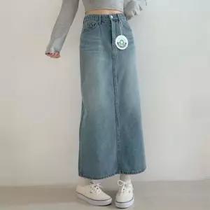 [릴룸][4466] H라인 터널밴딩 멕시 롱스커트 데님스커트