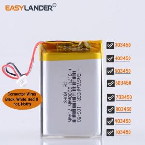 JST 1.0 3핀 3.7V 2000mAh 103450 폴리머 리튬 이온 배터리