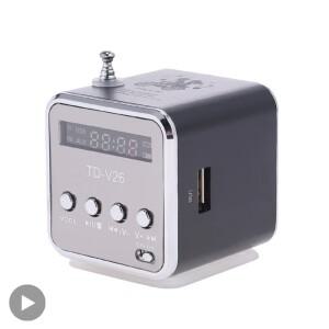 TD-V26 휴대용 미니 소형 블루투스 스피커(스크린 포함) FM 라디오 MP3 플레이어 지원 노트북 전화용 TF 카