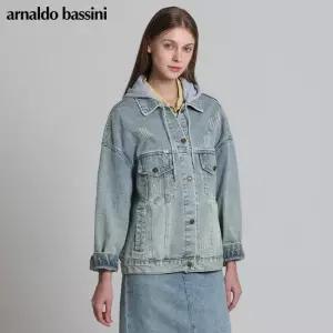 저지 후드 데님 자켓