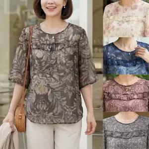 [엄마옷 로즈맘] 플로엘인견마블라우스