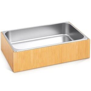 분리 가능한 트레이 아이스 홀더 용기 와인 맥주 샴페인 음료 버킷 음료 욕조 냉동실 디스플레이 뷔페 바 카운터 파티 음료 냉각기(죽과 강철, 21인치 X 13인치 X 5.5인치)